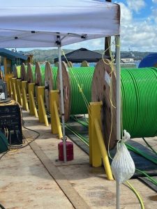 fiber optic cable on a barge to be intalled