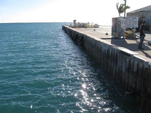 Repaired bulkhead of Autec Pier in Andros Island, Bahamas
