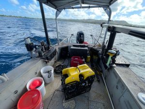 precon marine vessel holding R.O.V. to be placed underwater.