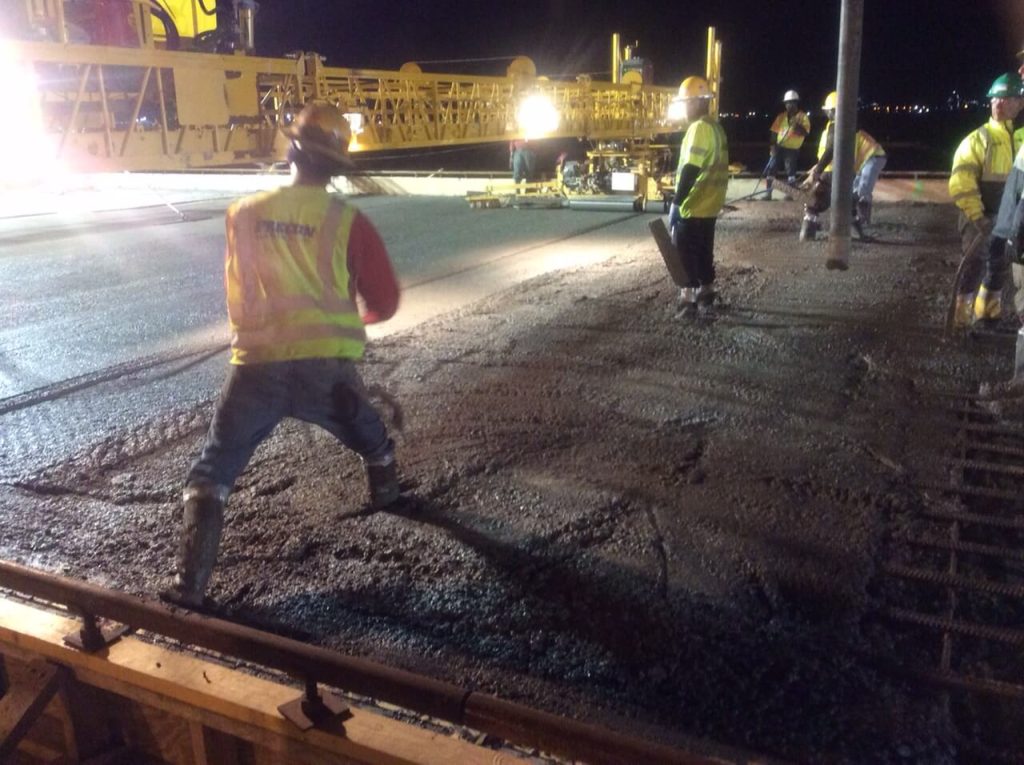North Carolina, construction of new concrete deck slab